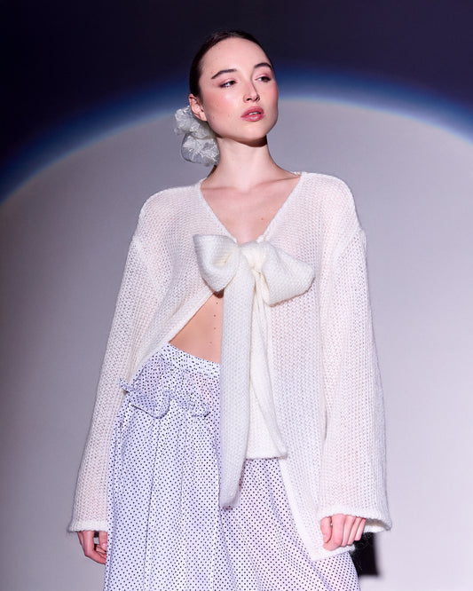 cardigan with bow ribbon