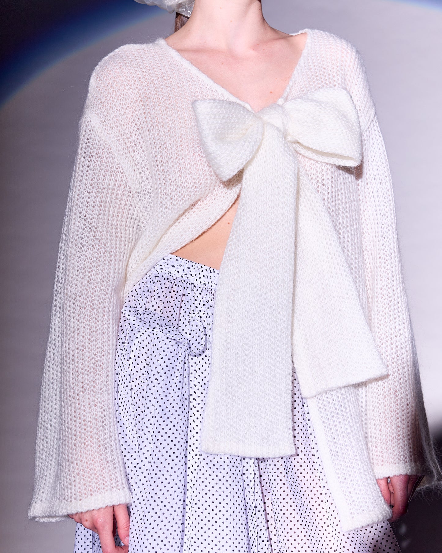 cardigan with bow ribbon