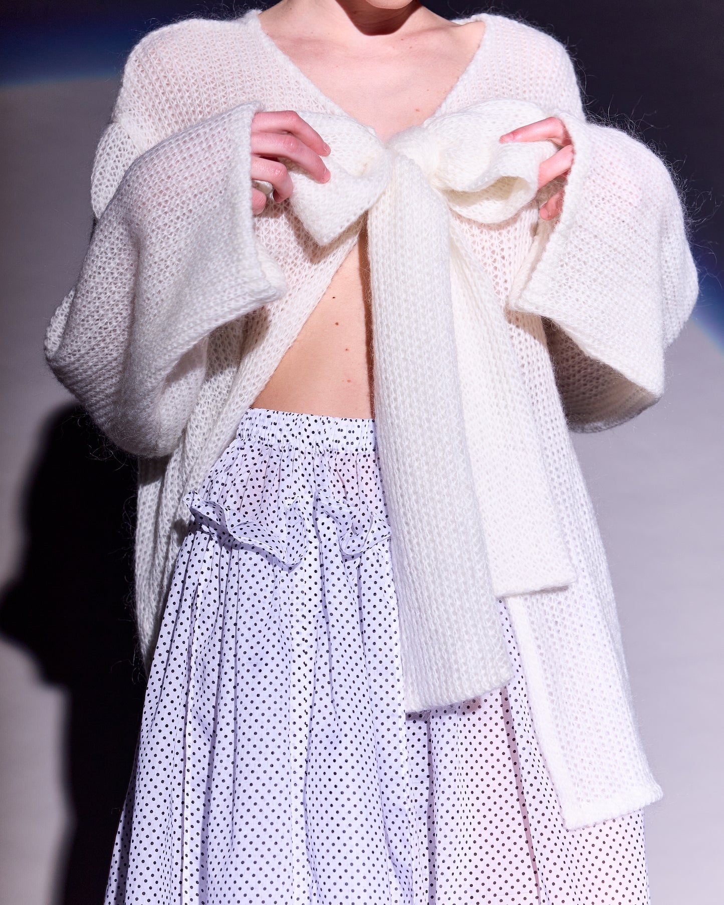 cardigan with bow ribbon